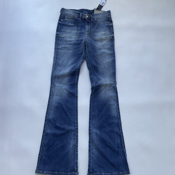 $198 Diesel Women’s Sandy B-Patch Slim Bootcut Jeans Regular Waist Blue Size 26 - Picture 7 of 16